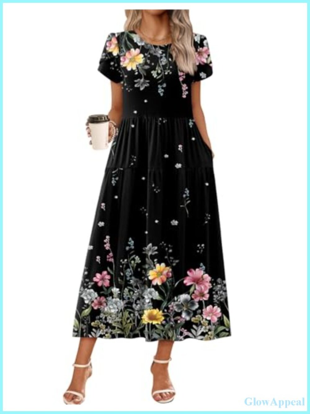 Women's Maxi Dress Short Sleeve A-Line Casual Bohemian Lounge Dress